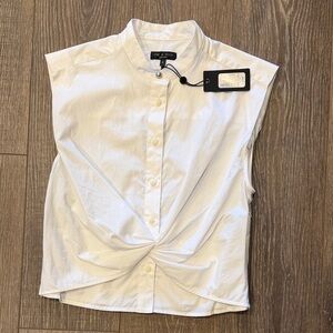 rag & bone White Twist Front Sleeveless Blouse
